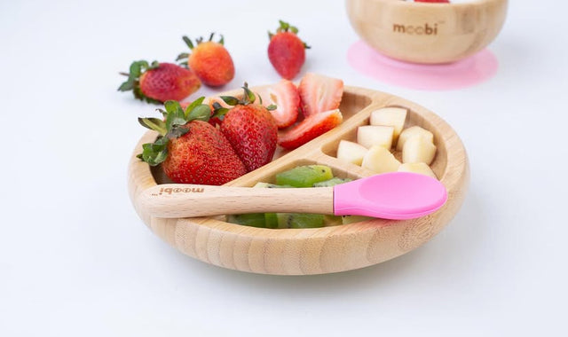 Moobi Bamboo Round Suction Plate - Pink