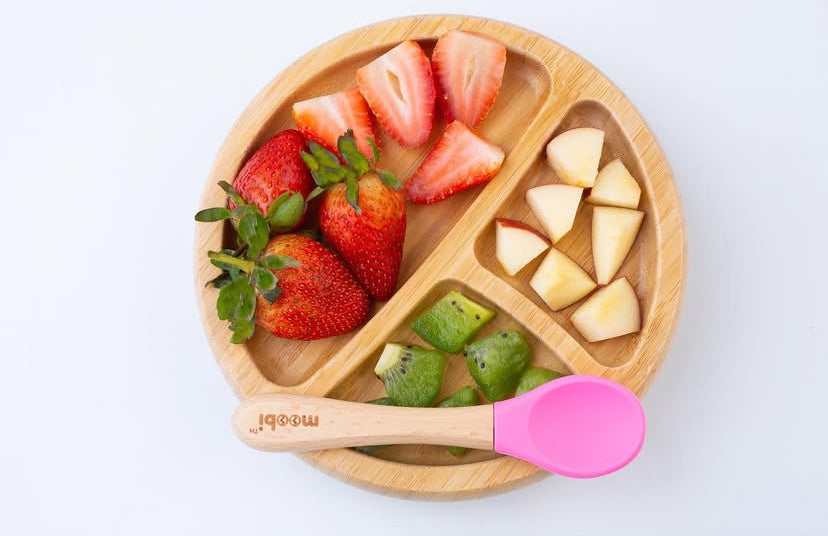 Moobi Bamboo Round Suction Plate - Pink