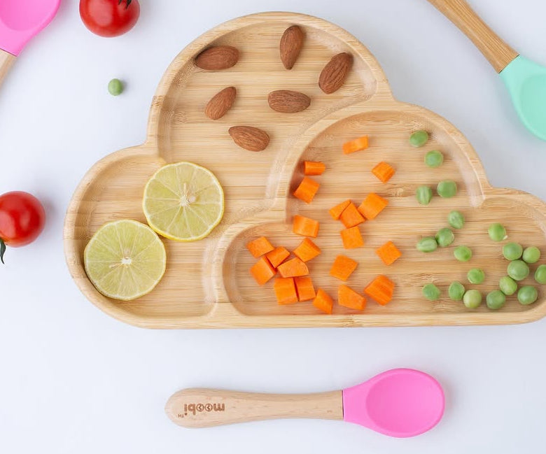 Moobi Bamboo Suction Cloudy Plate - 3 colors available (No Spoon Included)