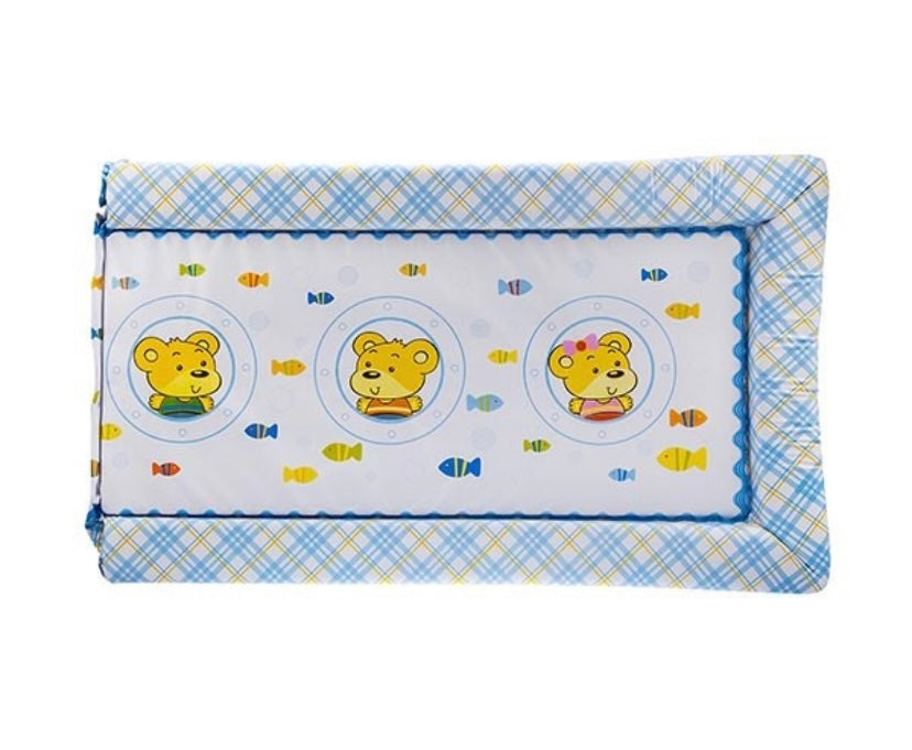 Teddy Bear with Blue Stripped Changing Mat