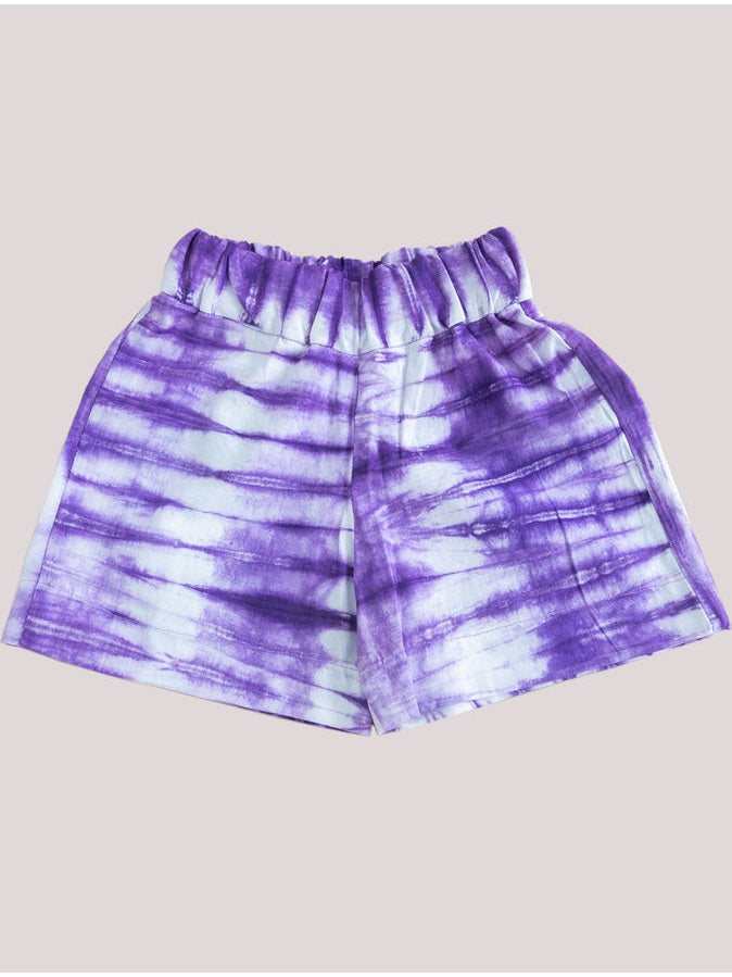 Loom & Dye Purple Tie Dye - Kids' Extra Soft Cotton Adire Shorts