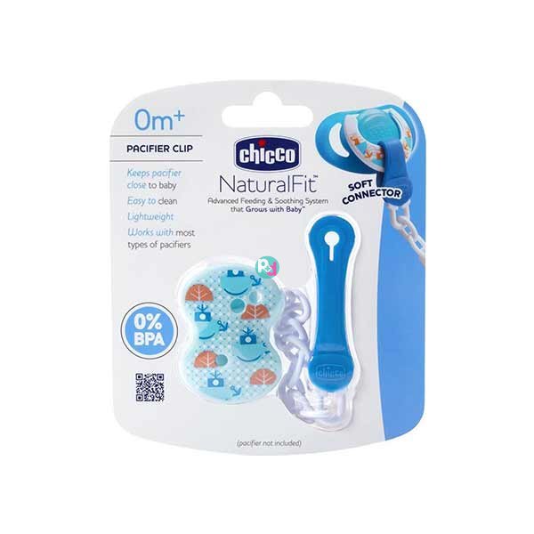 Chicco Pacifier Clip (0m+) - Blue (Available in 2 Shades)