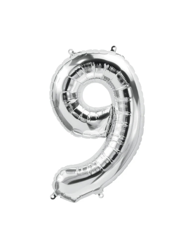 32 Inch Silver Number Foil Balloons