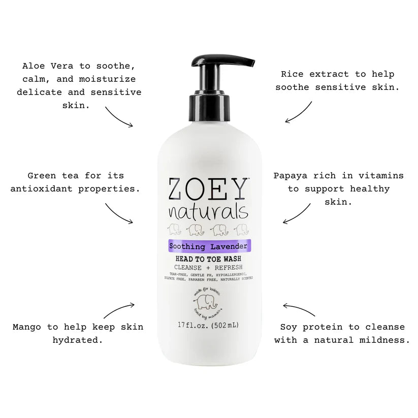 Zoey Naturals Soothing Lavender Head to Toe Wash - 502ml