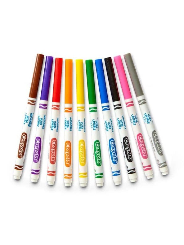 Crayola Ultra-Clean Washable Markers, Fine Line, Classic Colors, 10 Count
