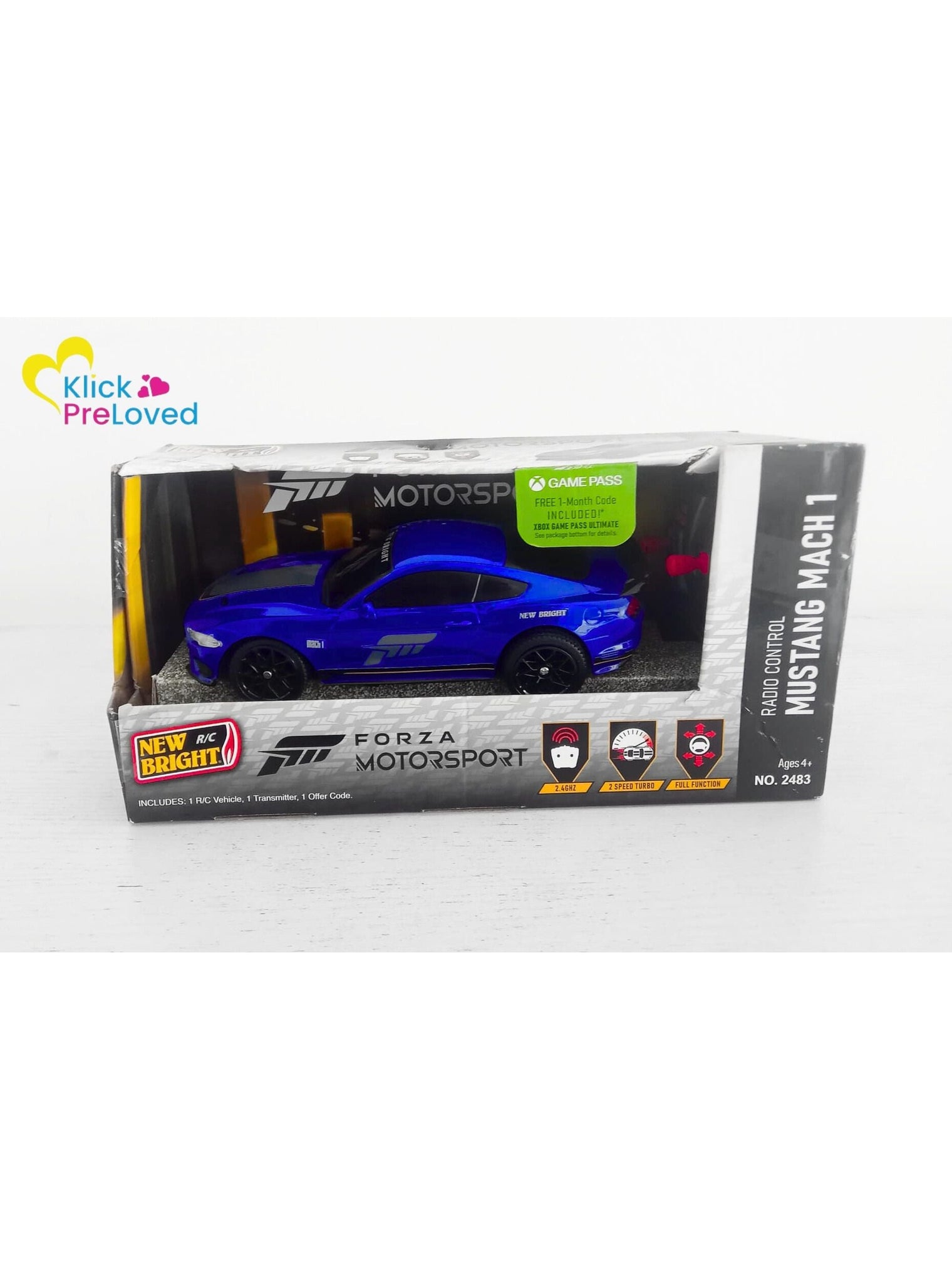 PreLoved New Bright Remote-Control Forza Motorsport Sportscar - Mustang Mach 1 Blue (Brand New)