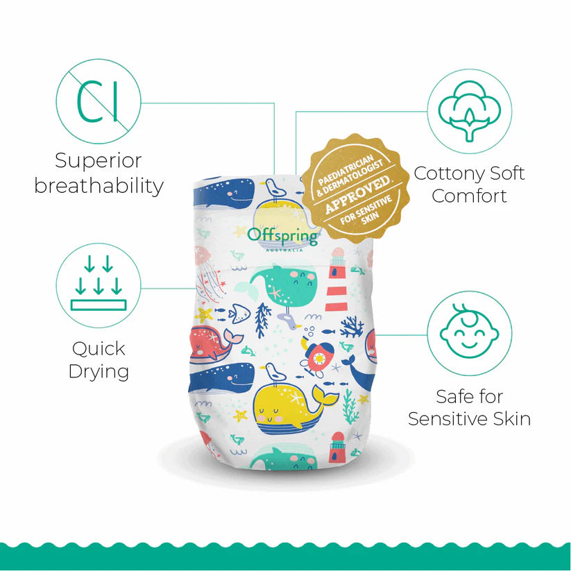 Offspring Newborn Size Fashion Diapers (Tapes): 56pcs 0-4kg (2 styles available)