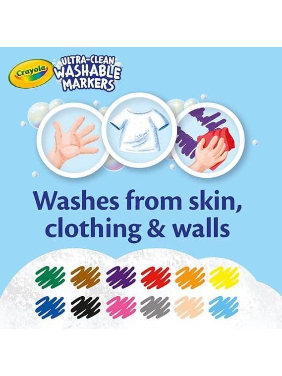Crayola Ultra-Clean Washable Markers, Broad Line, 12 Count