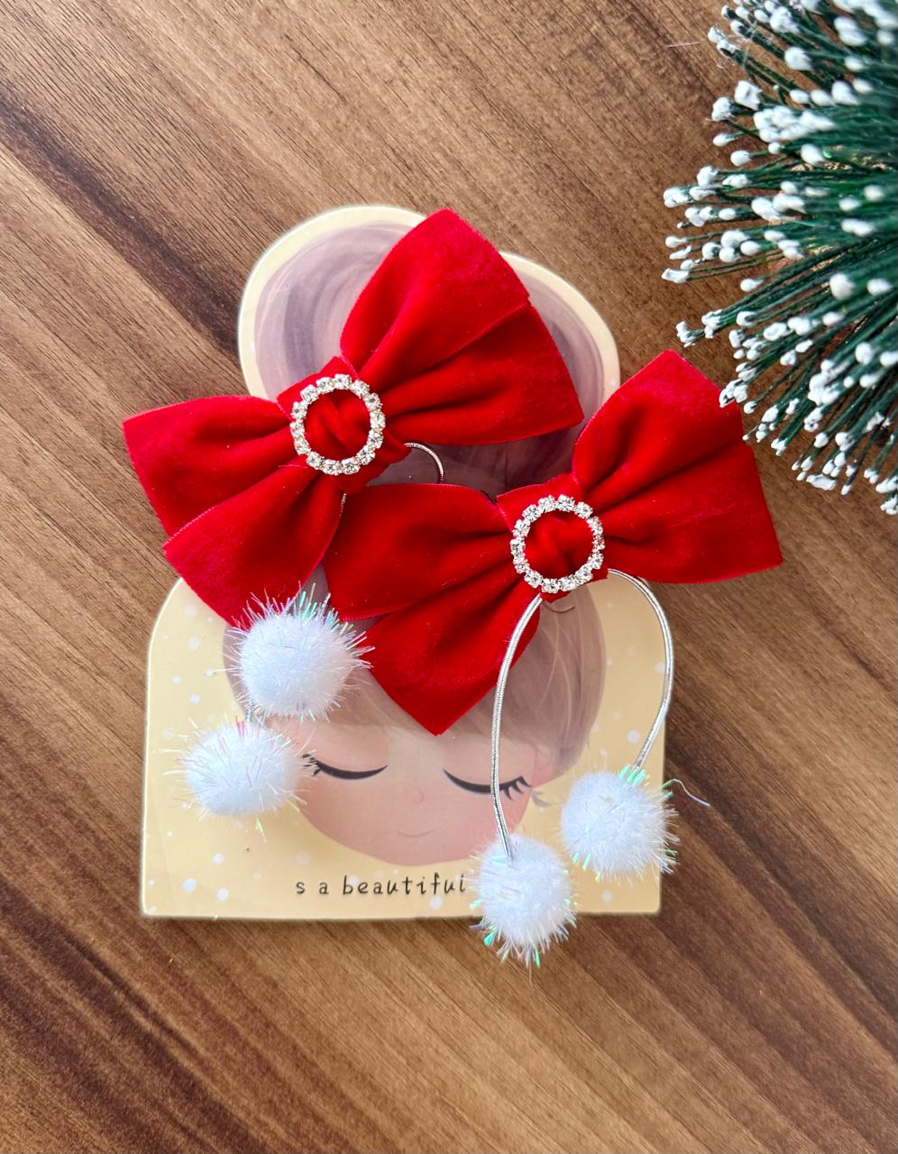 Bankyt Christmas Red Bow Clip