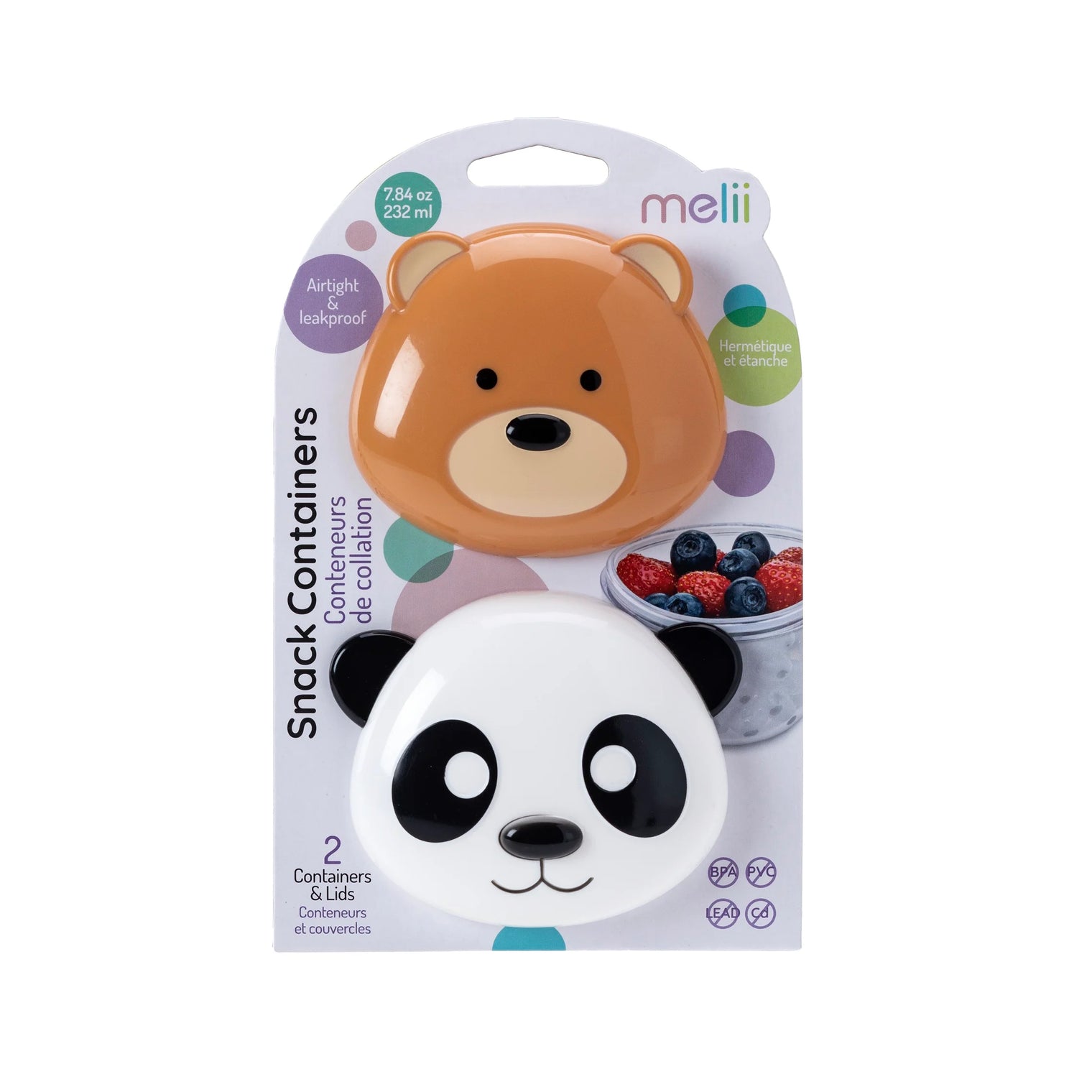 Melii Animal Snack Container (Panda & Bear)
