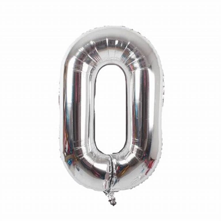 32 Inch Silver Number Foil Balloons