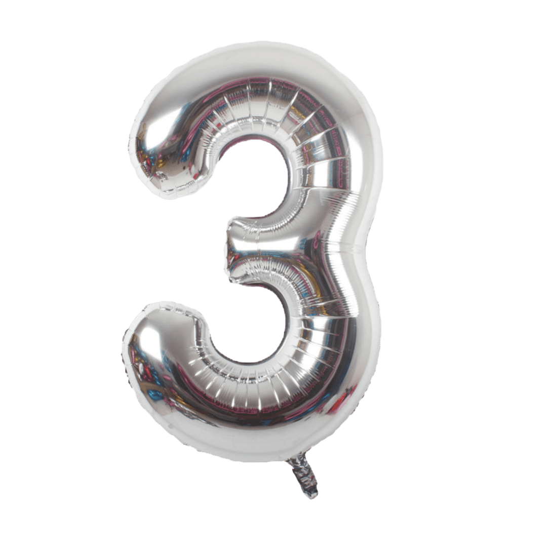 32 Inch Silver Number Foil Balloons