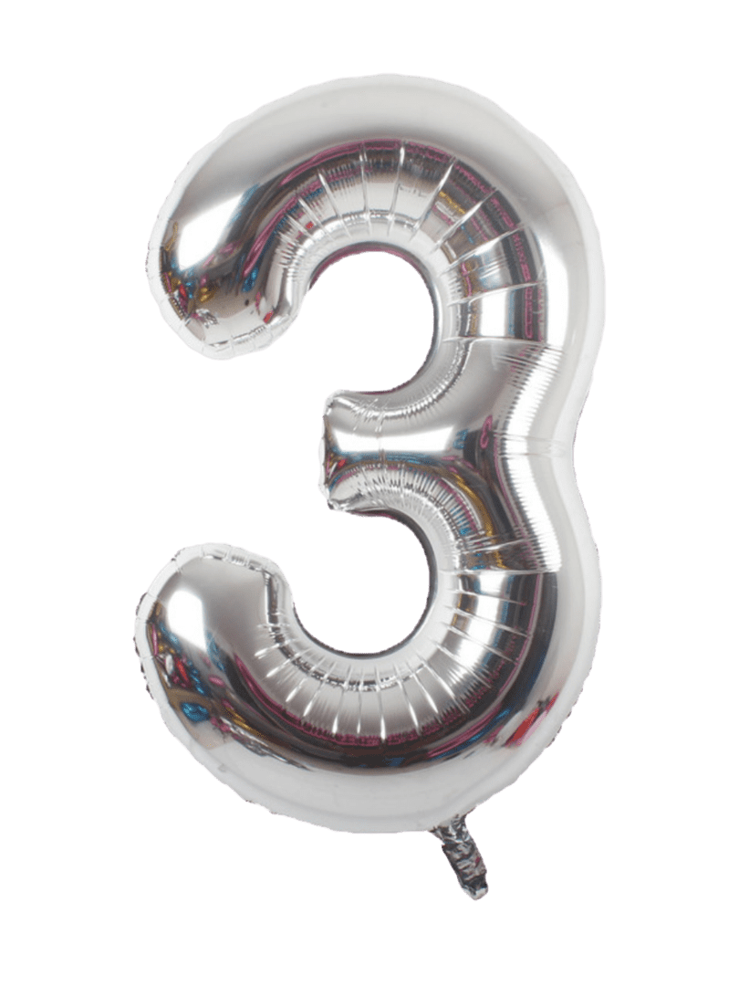 32 Inch Silver Number Foil Balloons