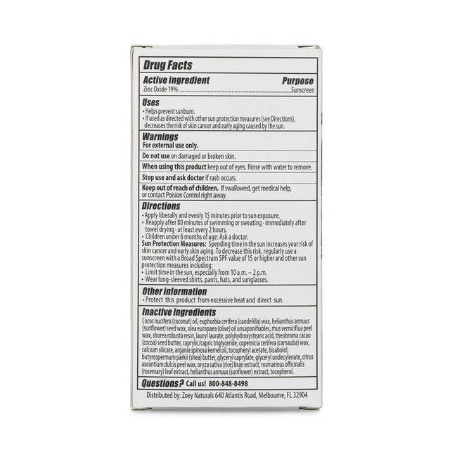 Zoey Naturals SPF 50 Mineral Sunscreen Stick - 19.5g