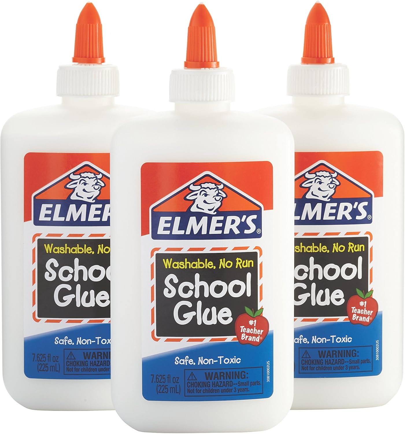 Elmer's Washable No-Run School Glue, 225ml (7.625 fluid oz.)