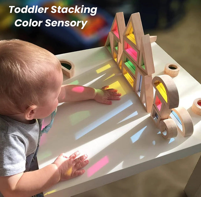 Tooky Toy Wooden Rainbow Sensory Blocks