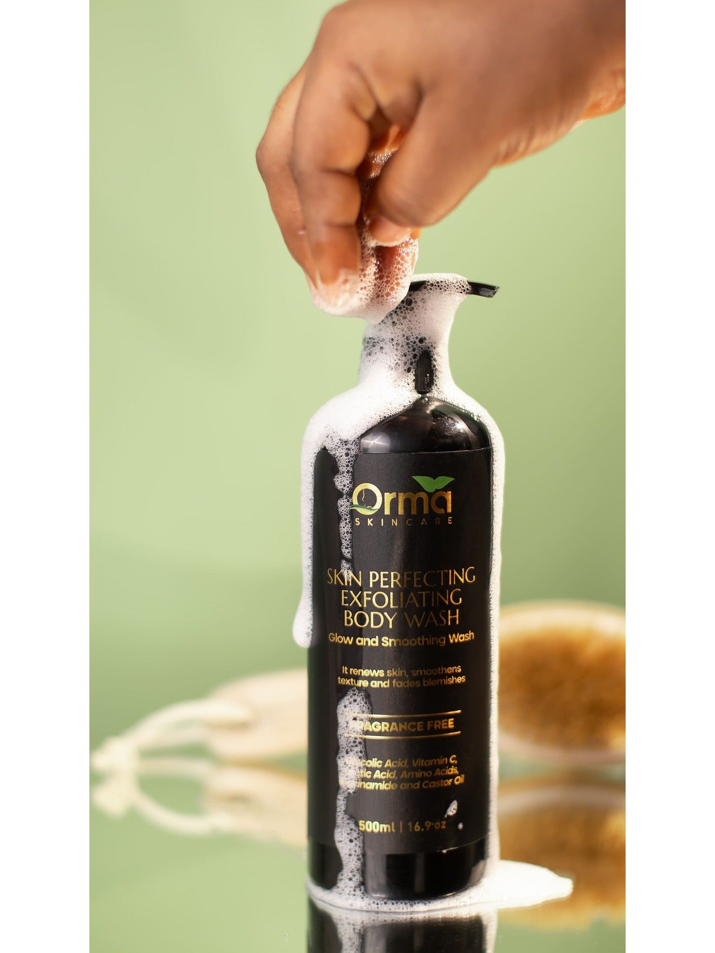 Orma Skincare Skin Perfecting Exfoliating Body Wash (500ml | 16.9oz) Glow and Smoothing Wash