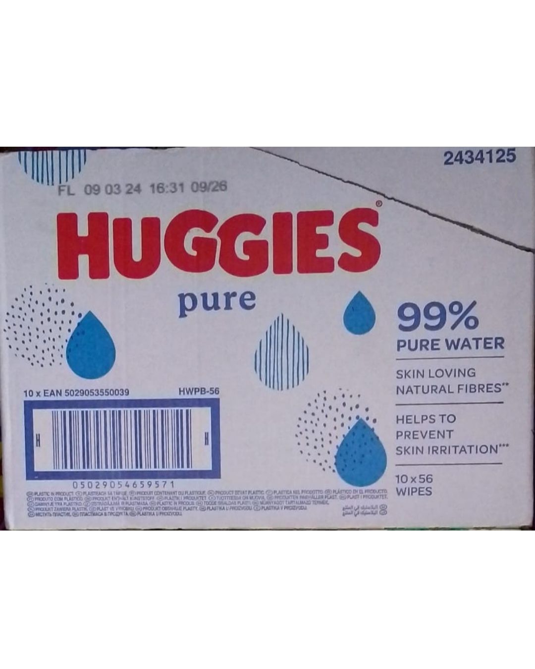 Huggies Pure Baby Wipes (10 x 48)- 480 Count