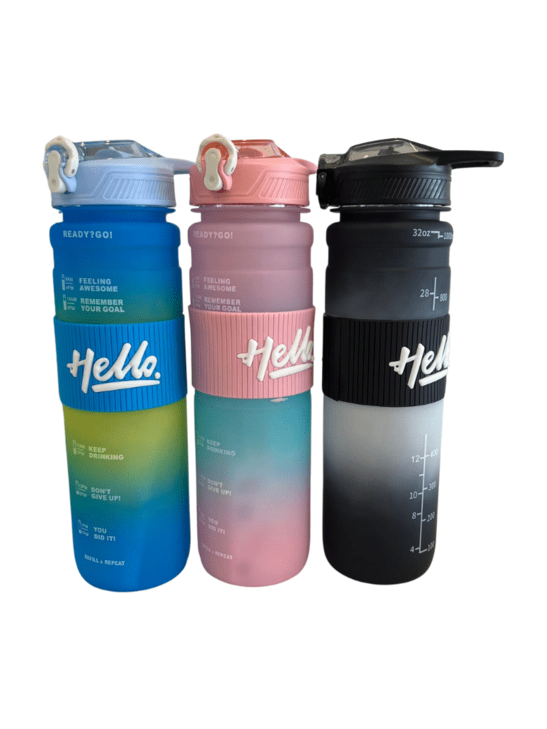 Hello Print Plastic Water Bottle-1000ml (available in 3 colors)