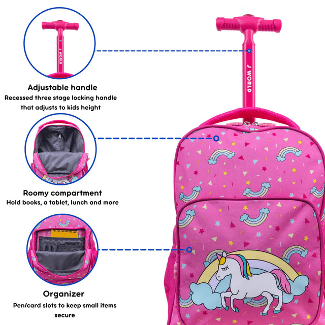 Jworld Sparkle unicorn 15" Rolling Backpack