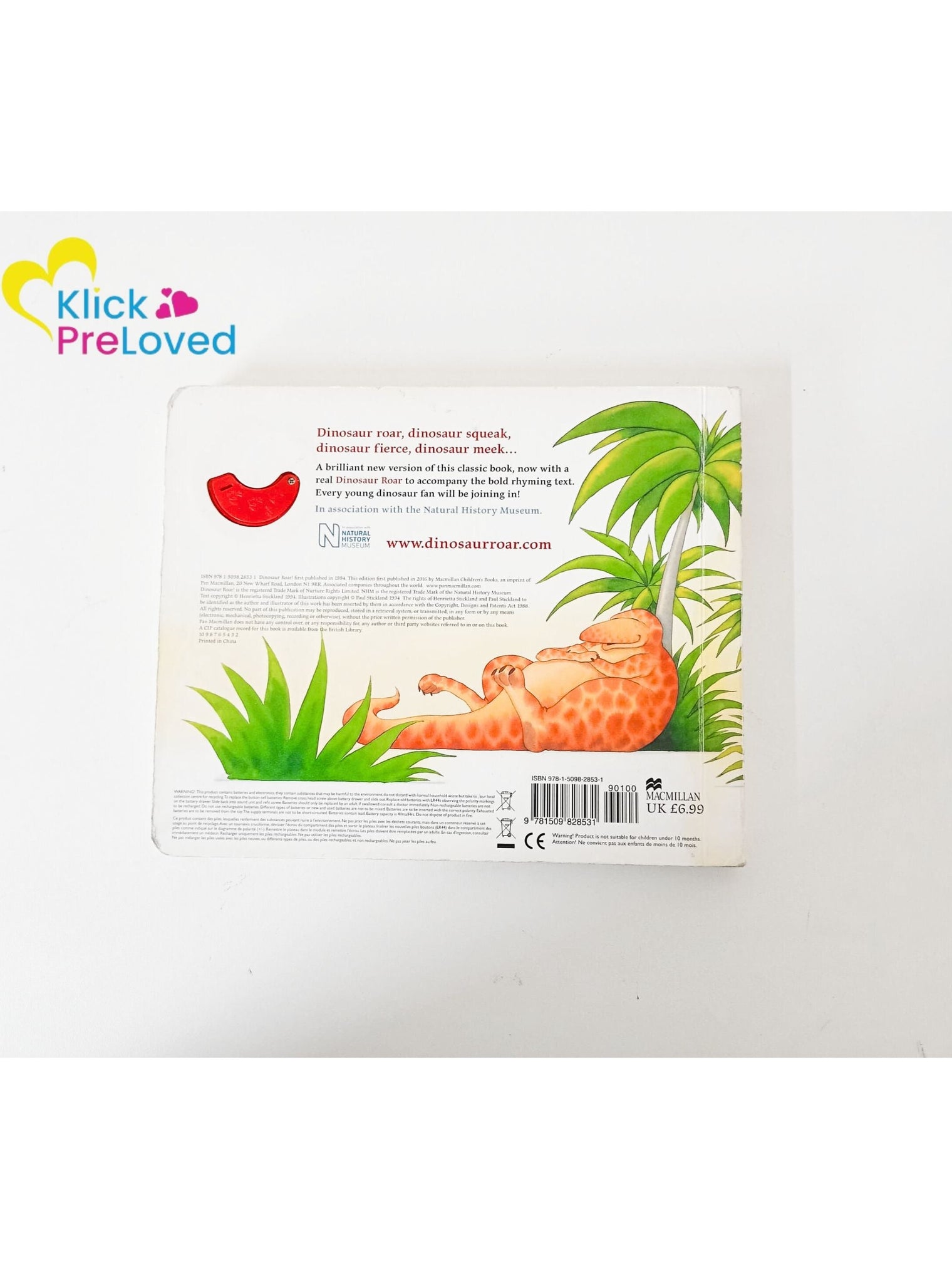 PreLoved Dinosaur Roar!: Single Sound Board Book - Henrietta Stickland, Paul Stickland (Gently Used)