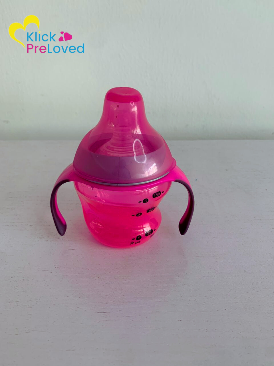 Preloved Tommee Tippee Bottle to Cup Transition Sippy Trainer - Pink (Gently Used)