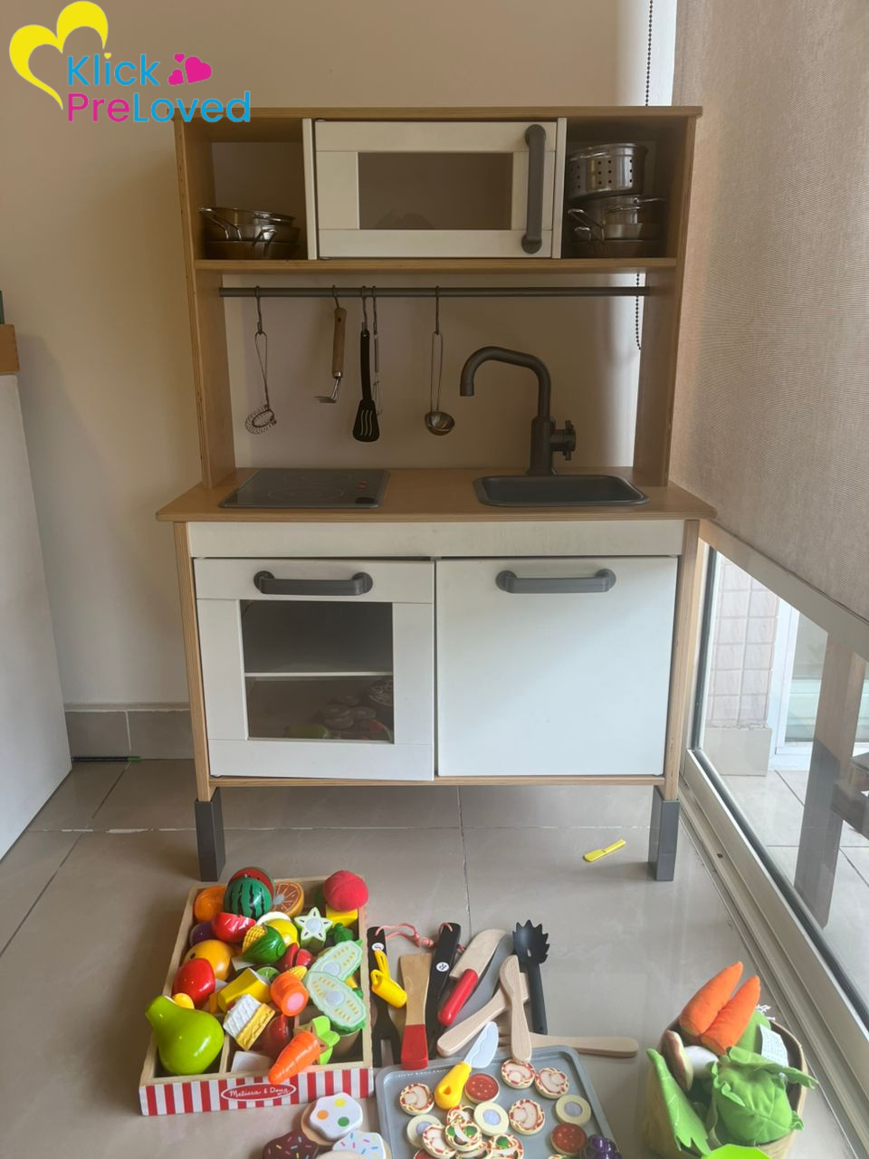 Preloved IKEA Duktig Play Kitchen with Accessories (Gently Used)