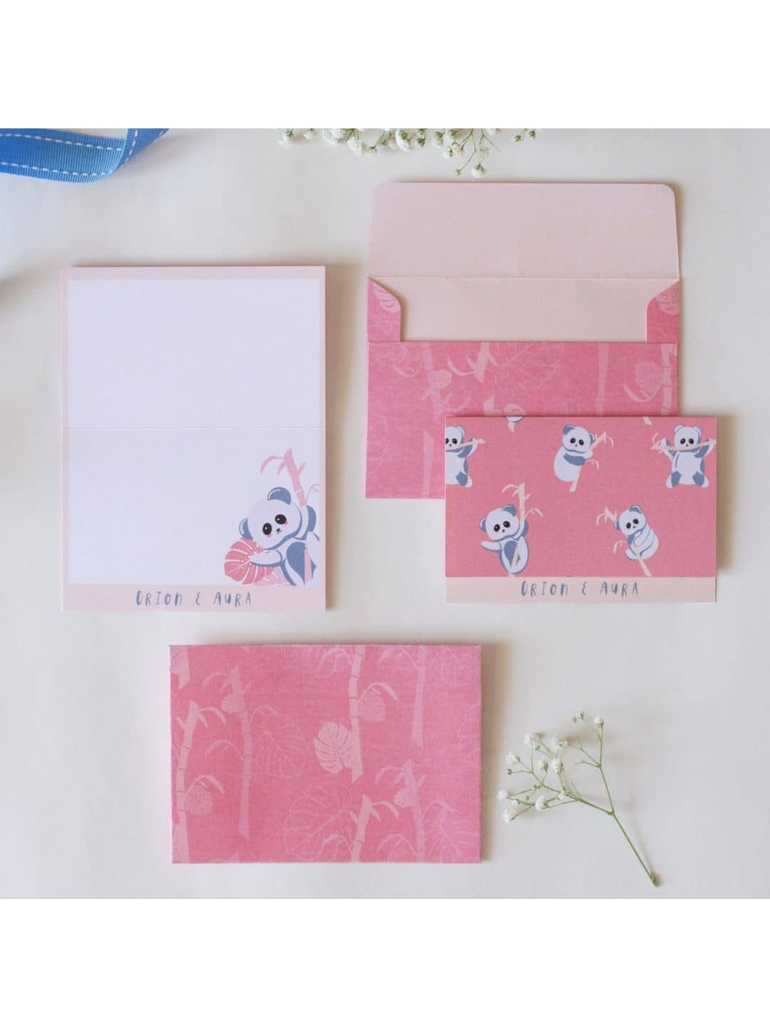 Foldable Gift Cards with Envelopes - K for Koala (Bright Pink - Pack of 10)