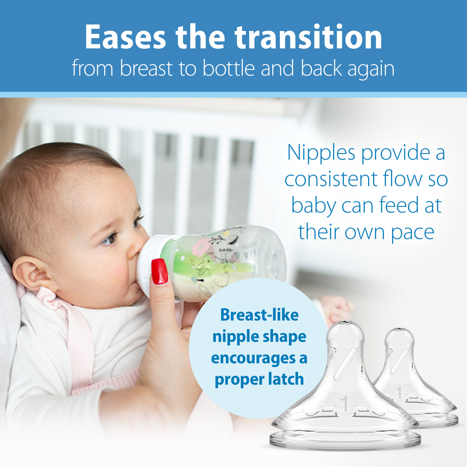 Dr Brown’s Natural Flow® Level 3 Wide-Neck (Medium-Fast Flow) Anti-Colic Teat - 2-Pack (6m+)