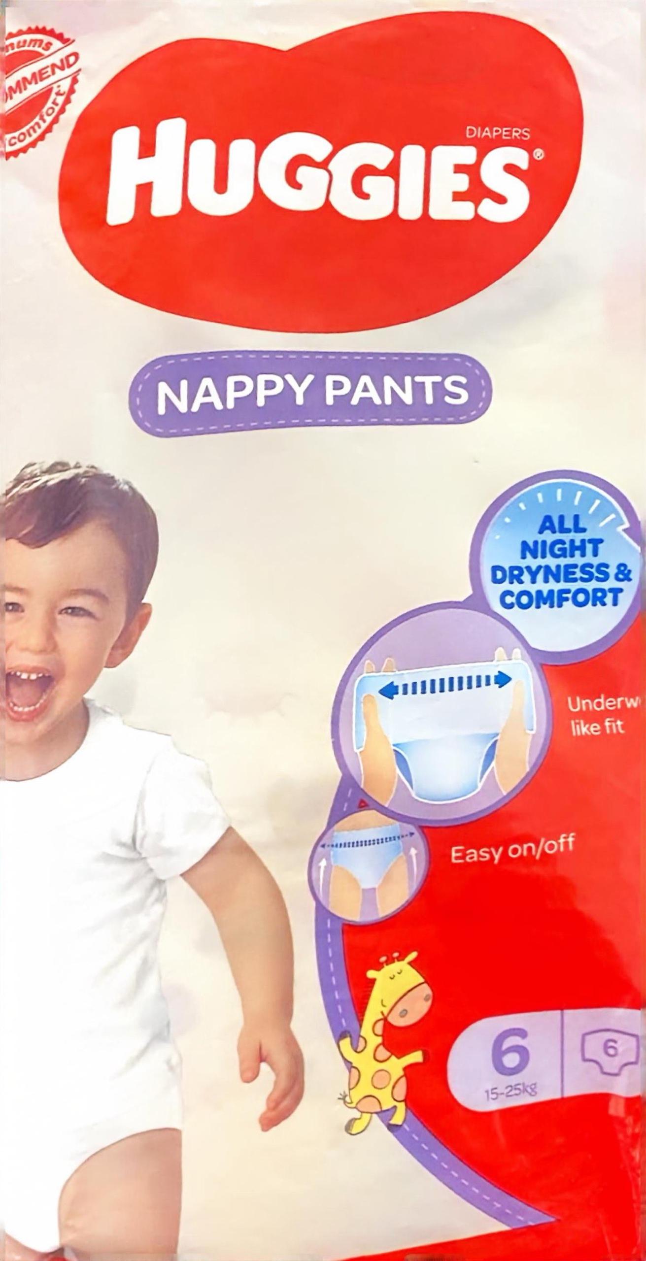 Buy 1 Get 1 Free, Huggies Nappy Pants Size 6 15kg-25kg (6 pack)