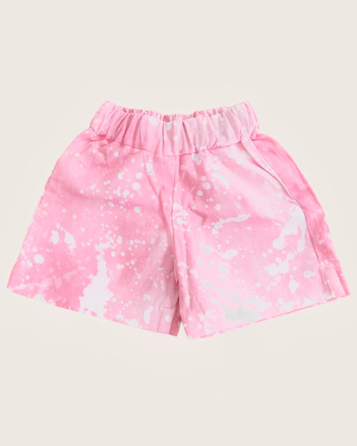 Loom & Dye Pastel Pink Splash Print - Kids' Extra Soft Cotton Adire Shorts