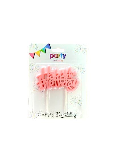 Happy Birthday Party Candles (Available in 3 different colors)