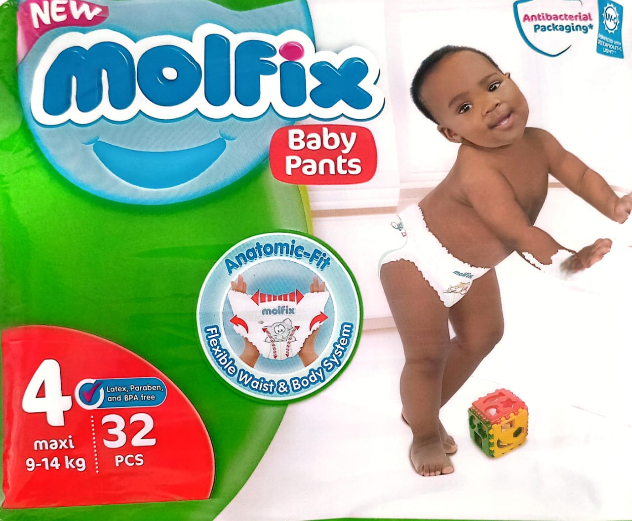 Molfix Baby Nappy Pants Size 4 9-18kg (32 pack)