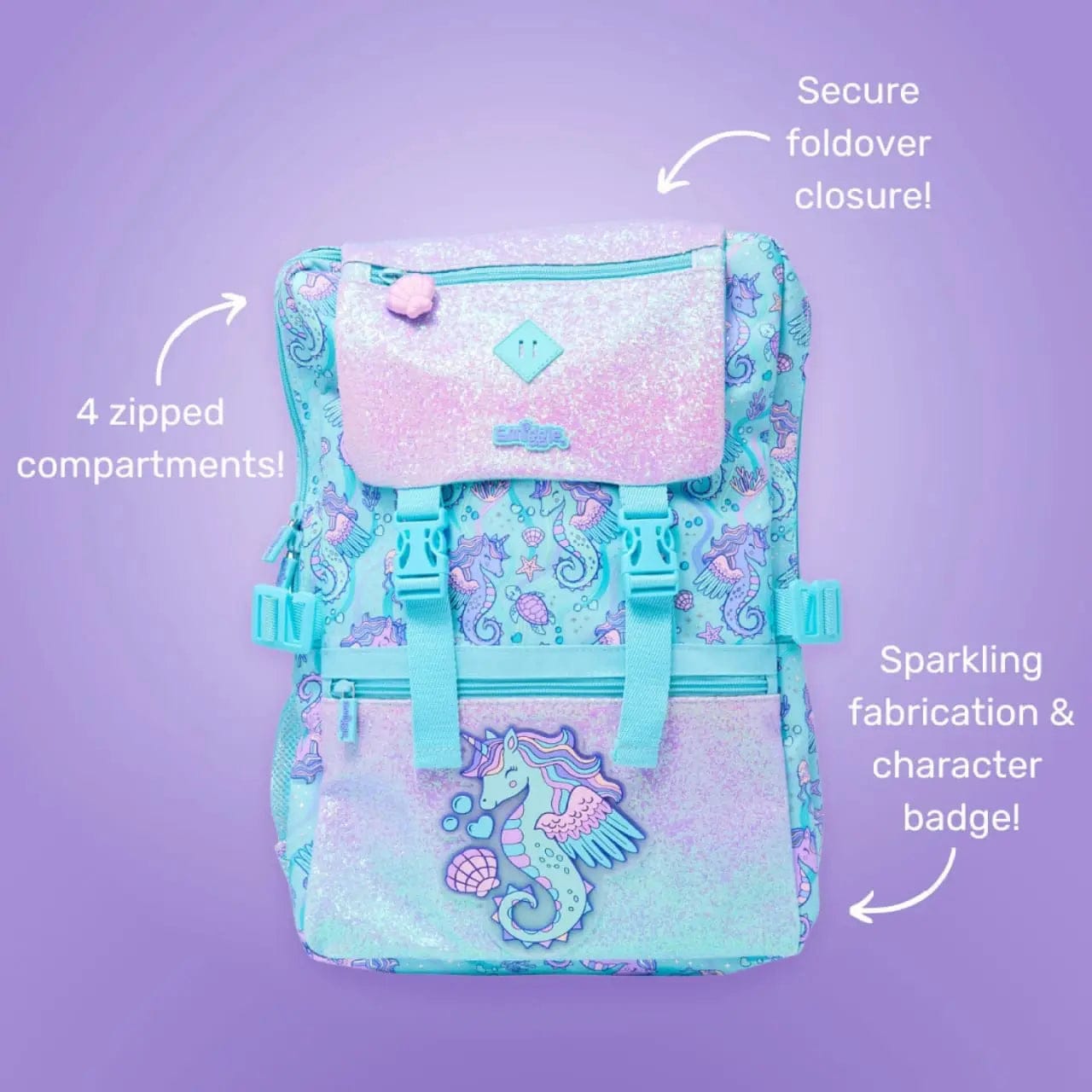 Smiggle Sea Horse Limitless Attach Fold Over Bag 16'
