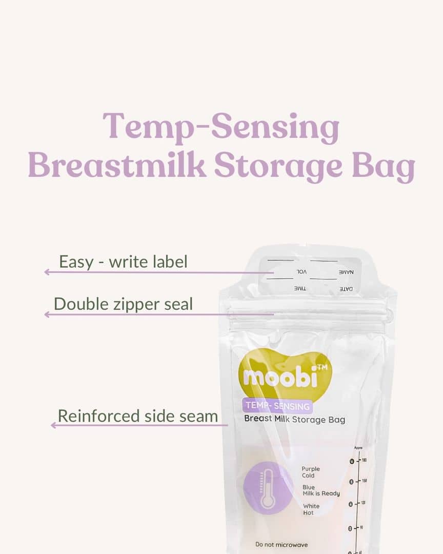 Moobi Temp Sensing Milk Storage Bag 60z/180ml BPA/BPS Free - 30pcs