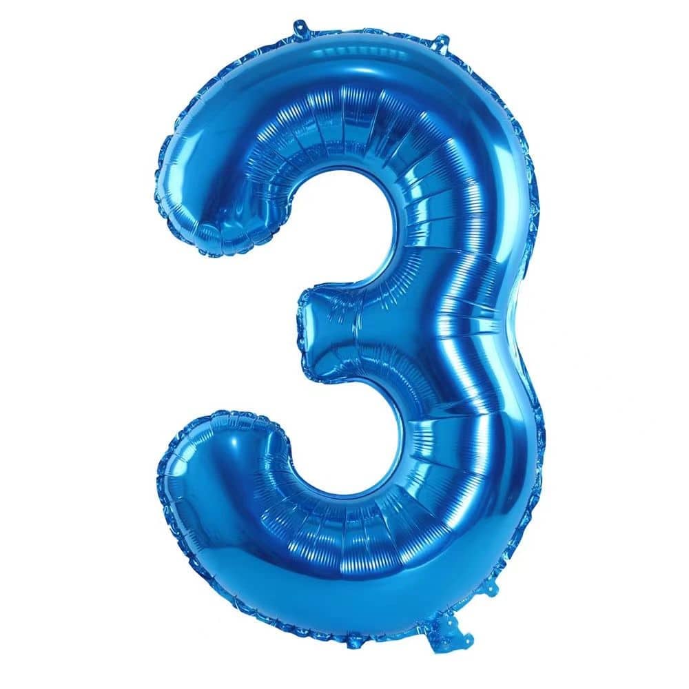 32 Inch Blue Number Foil Balloons