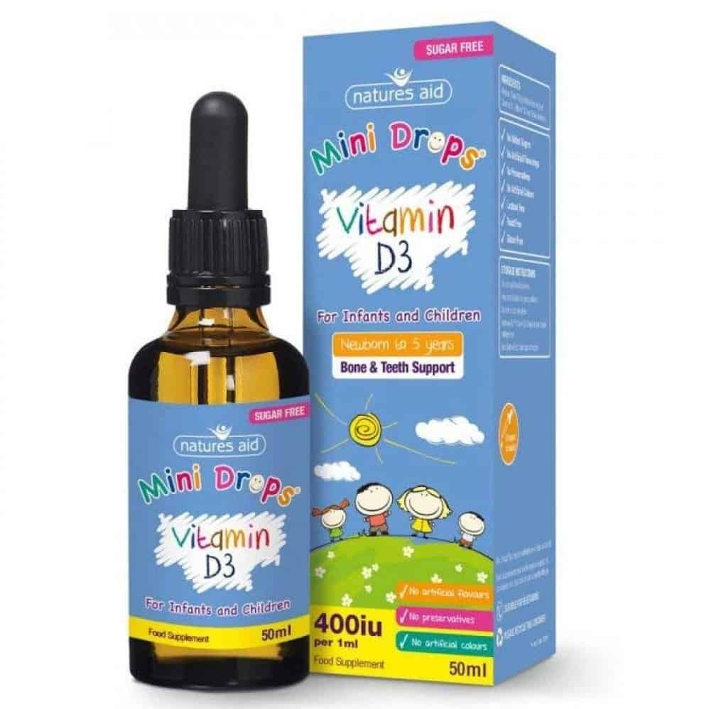 Natures Aid Vitamin D3 Mini Drops for Infants and Children, Sugar Free - 50ml