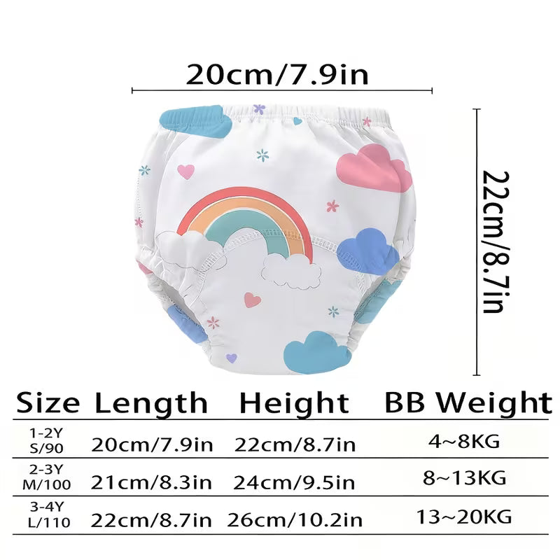 3pcs Training Underpants(Gray Rabbit + Pink Cloud + Letter) with Soft Cute Cartoon Patterns