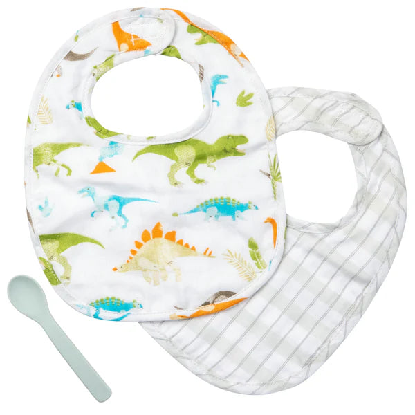 Stephen Joseph Muslin Bib and Spoon Sets (Available in 4 designs)
