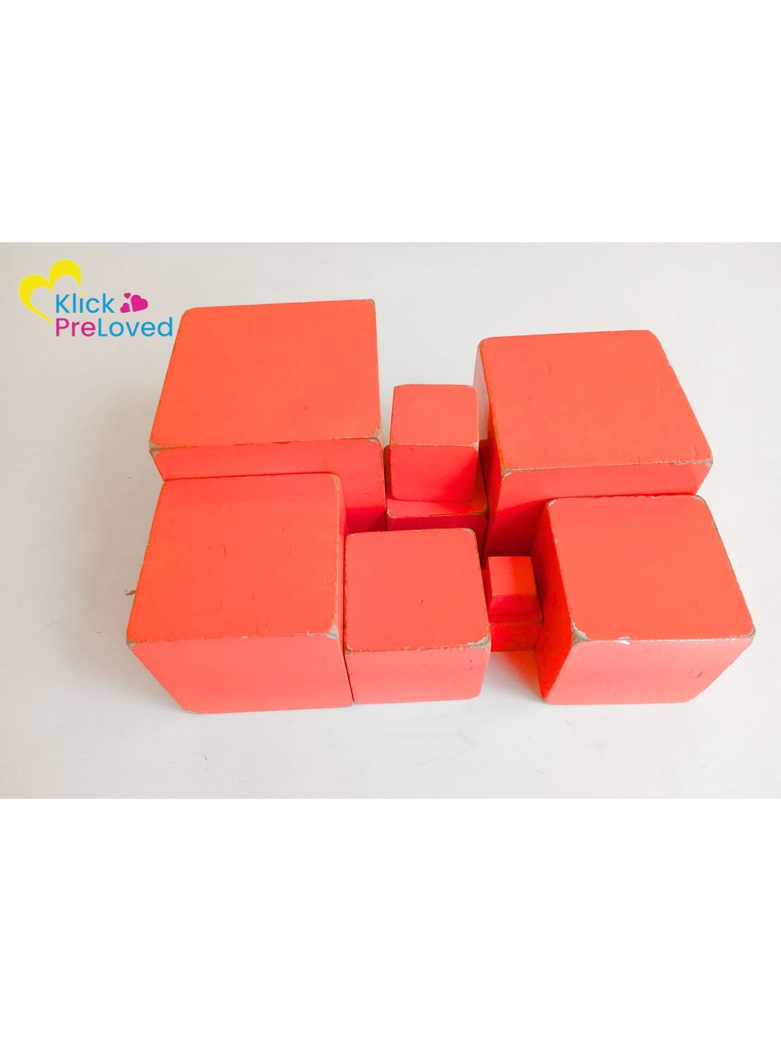 PreLoved Pink Montessori Wooden Cube Building Blocks (Gently Used)