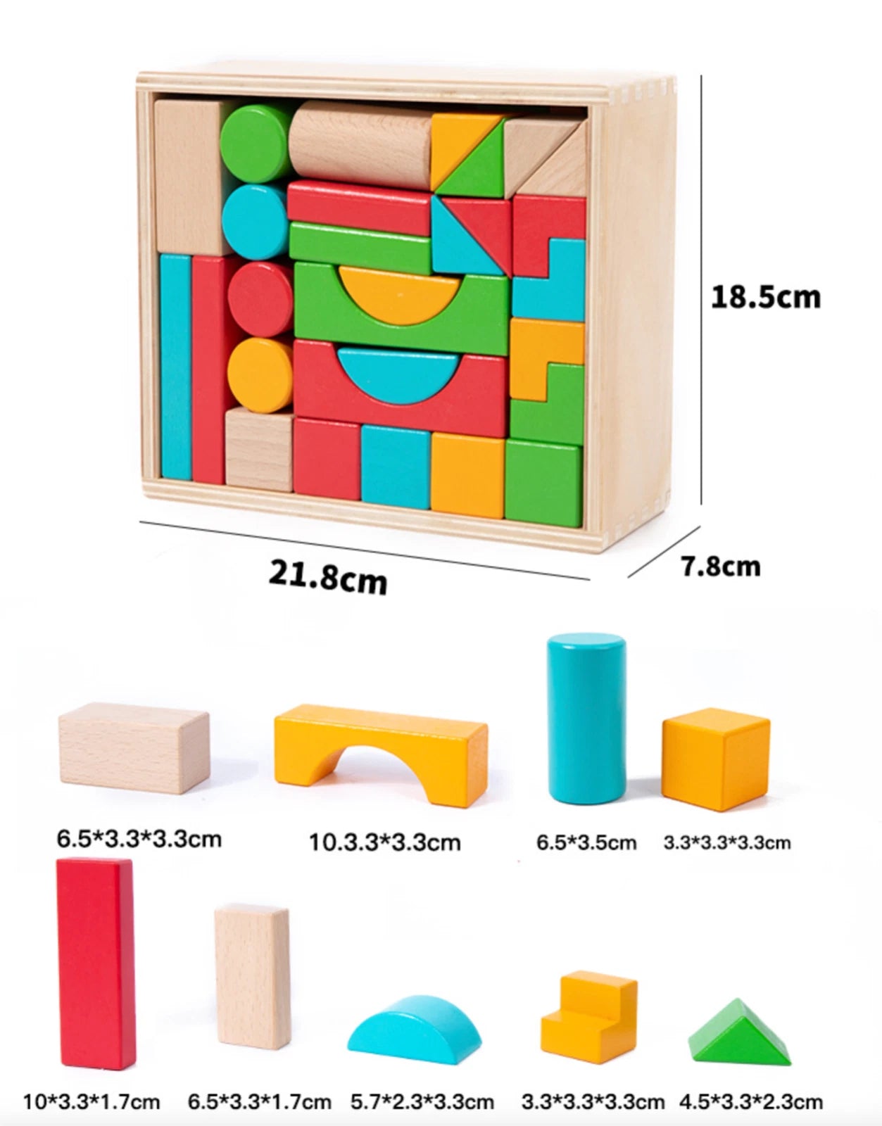 Wooden Blocks Building Set for Kids