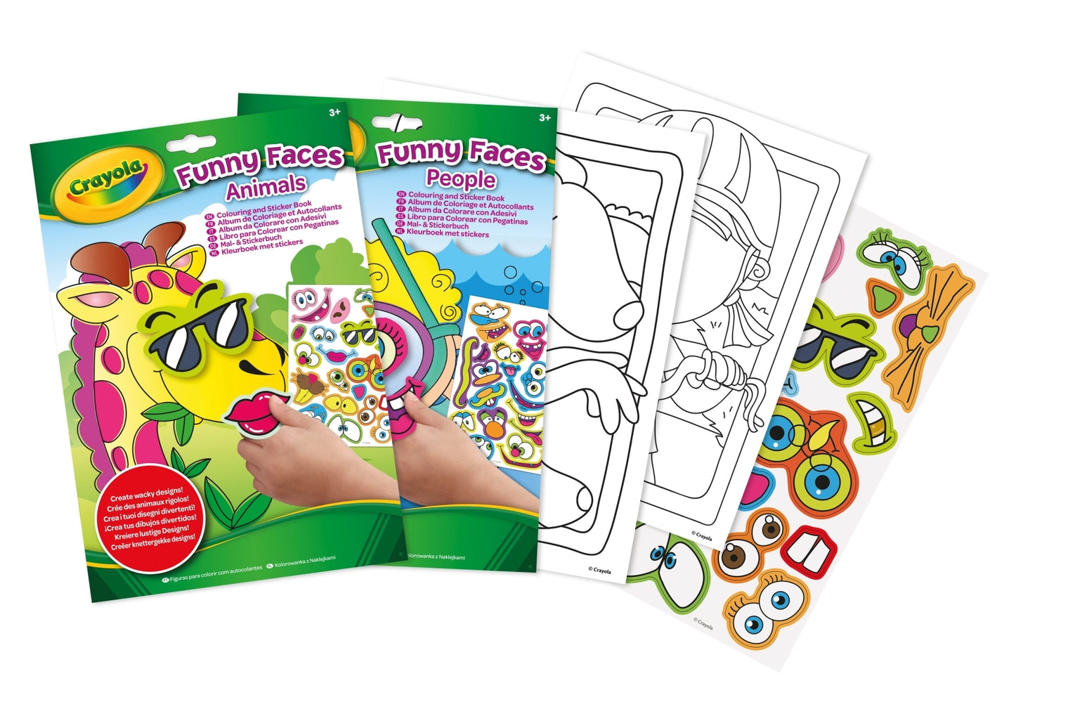 Crayola Funny Faces People, Funny Faces Animals Colouring and Sticker Book