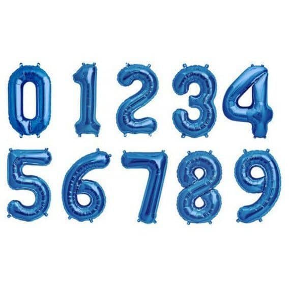 32 Inch Blue Number Foil Balloons