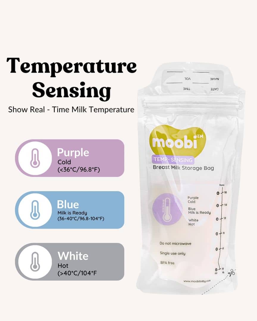 Moobi Temp Sensing Milk Storage Bag 60z/180ml BPA/BPS Free - 30pcs