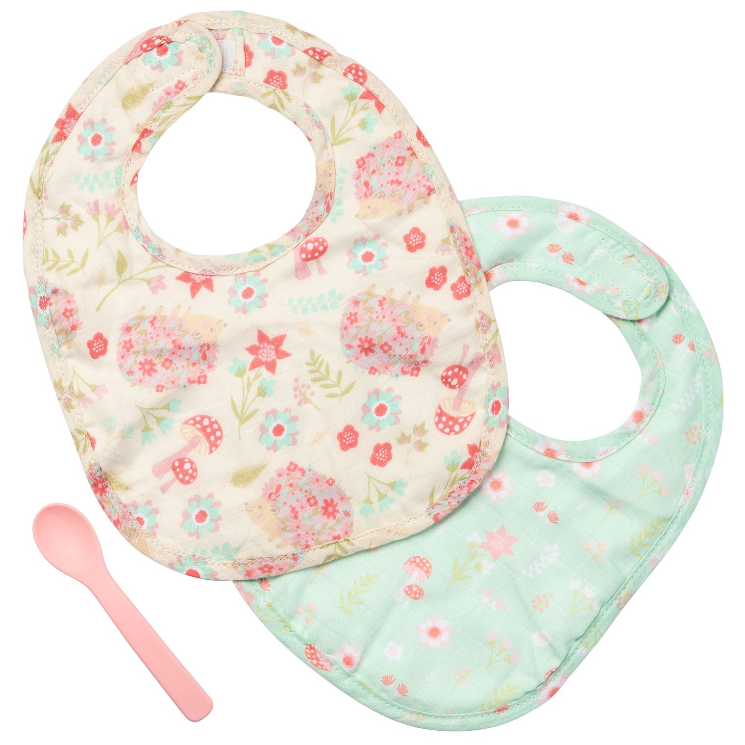 Stephen Joseph Muslin Bib and Spoon Sets (Available in 4 designs)