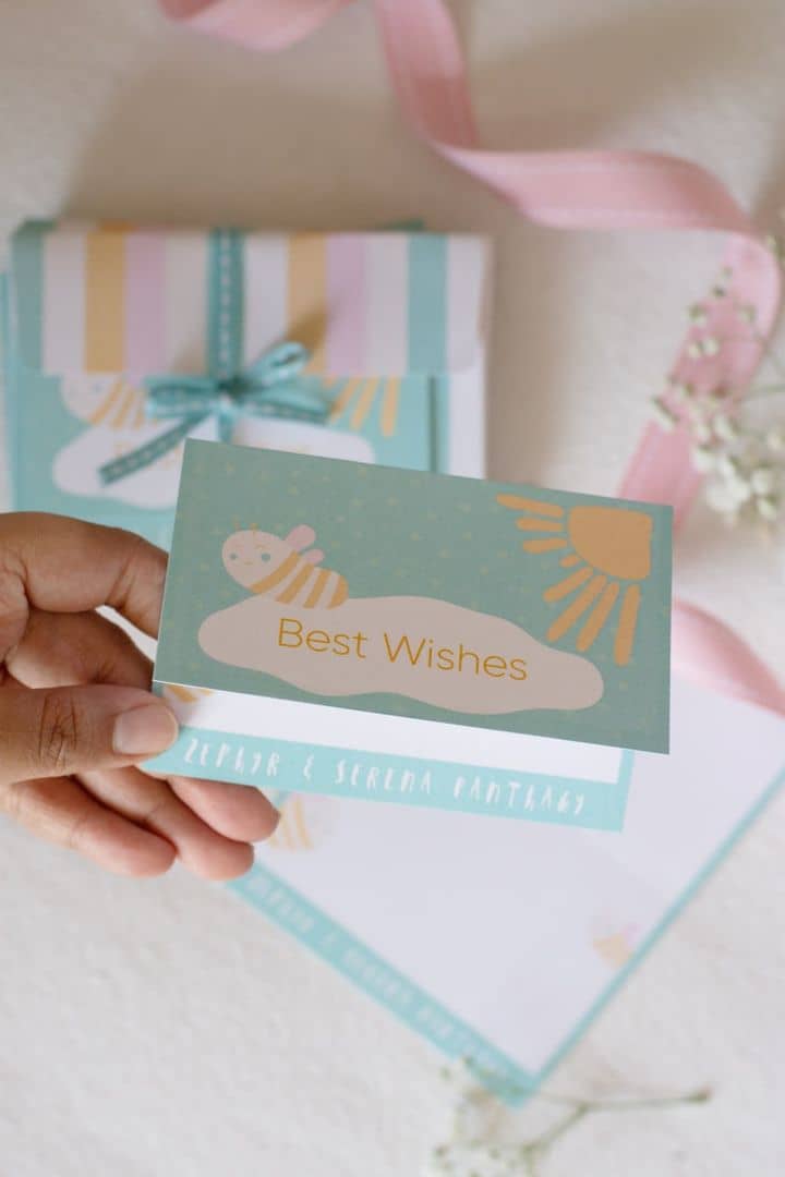 Foldable Gift Cards with Envelopes - Bee Yourself (Pastel Blue - Pack of 10)