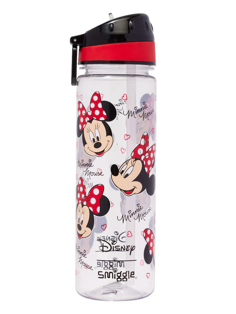 Smiggle Red Minnie Mouse Plastic Drink Up Bottle 650ml