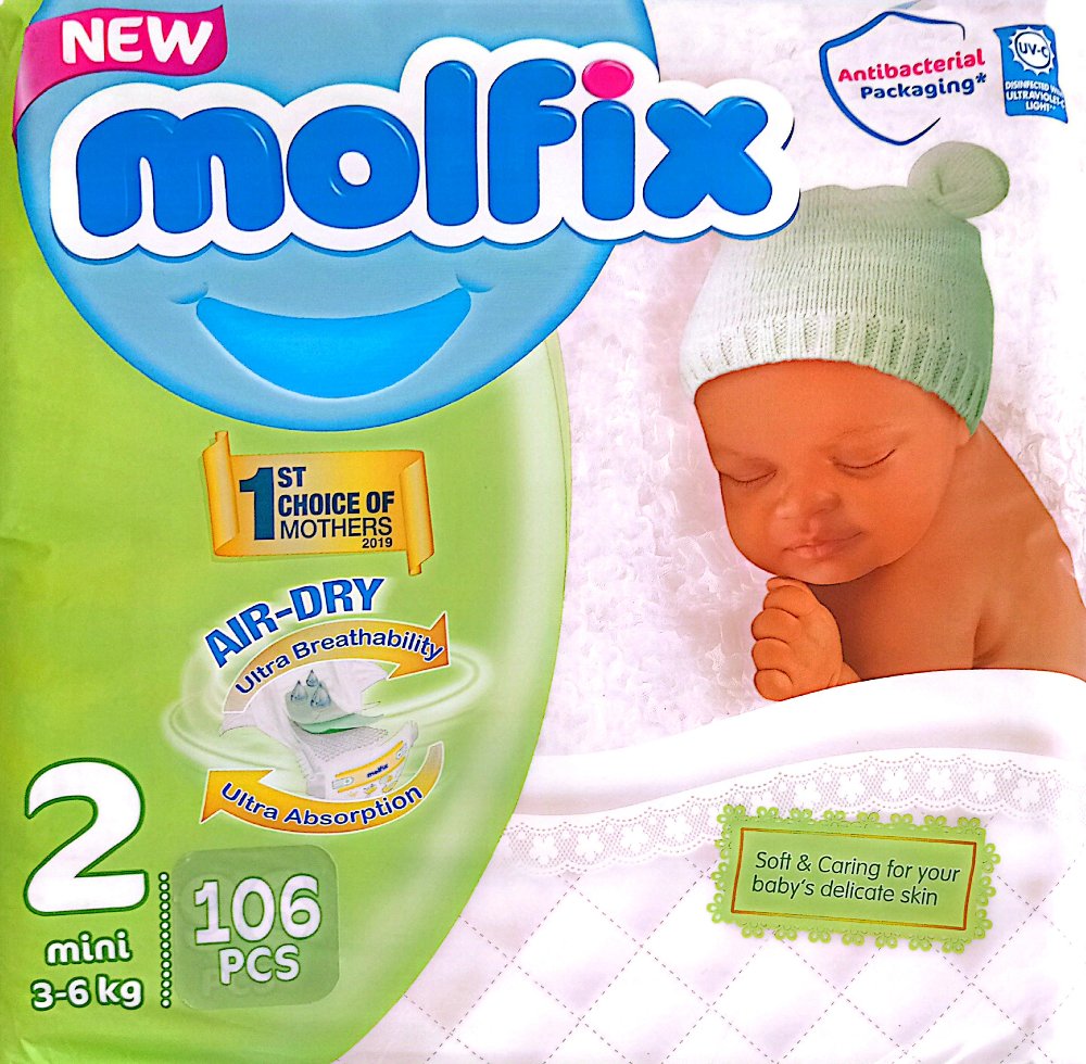 Molfix Air Dry Mini Diapers Size 2 3-6kg (106 pack)