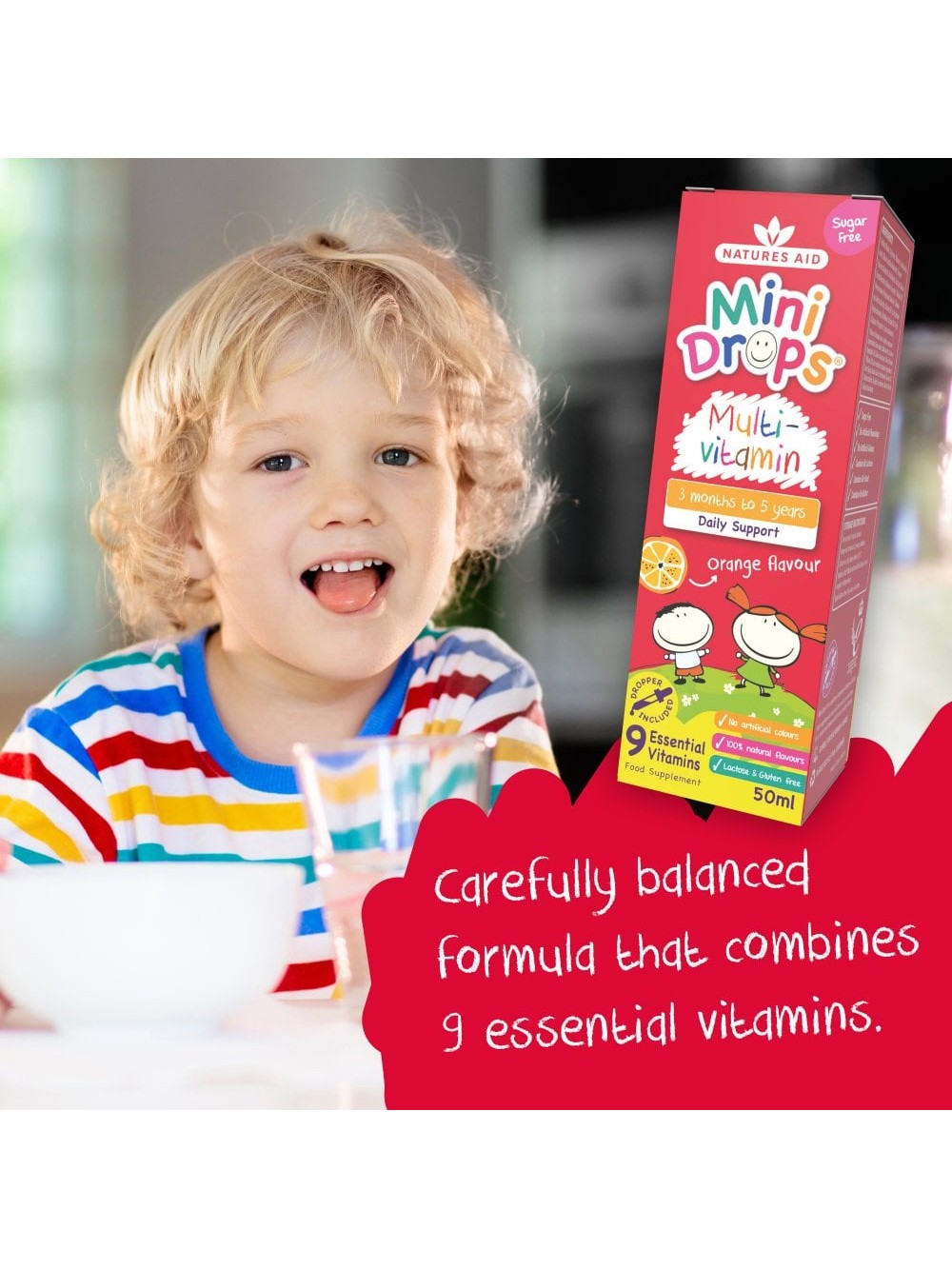 Natures Aid Mini Drops Multivitamin For 3 months to 5 years old - 50ml