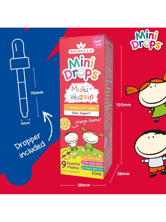 Natures Aid Mini Drops Multivitamin For 3 months to 5 years old - 50ml